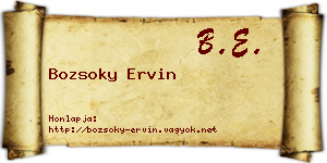 Bozsoky Ervin névjegykártya